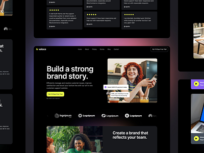 Veloce - Dark SaaS Website application dark dashboard design flat hero area hero section homepage interface landing page saas software startup template ui ui kit web app website