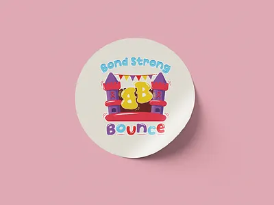 Bouncy Castle Rental Company illustration logo typography