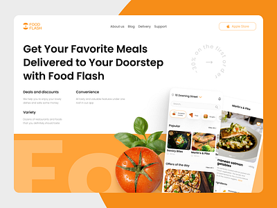 Food delivery Mobile app Promo Landing page clean convenience deals and discounts delivery food delivery service food and drinks landing page design marketplace offers of the day order products promo landing page restaurant variety website