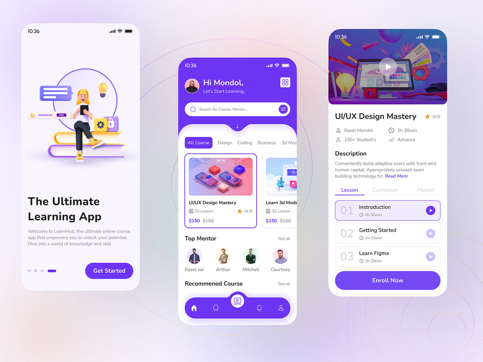 Online course app design by Rasel Mondol on Dribbble