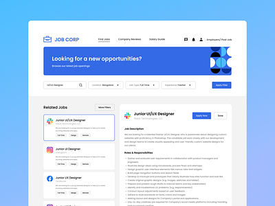Job Portal/Job Finder - UI daily ui daily ui challenge dailyui design job finder platform job portal job portal ui job portal website ui ui design web design webdesign website website design