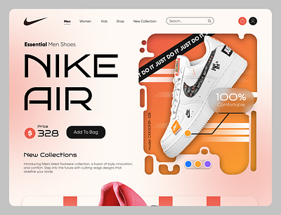 Online shop | Concept Nike Air Force 3d brand branding design develop ecommerce graphic design motion graphics nike online online shop shop store ui web designe