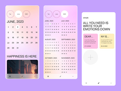 Mobile app - calendar design app design app ui calendar figma gradient illustrations minimalism mobile mobile app ui user interface design