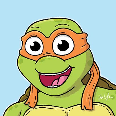 Mikey! animation character childrens cute fan art illustration kids lit line art michelangelo mikey picture book portrait teenage mutant ninja turtles tmnt