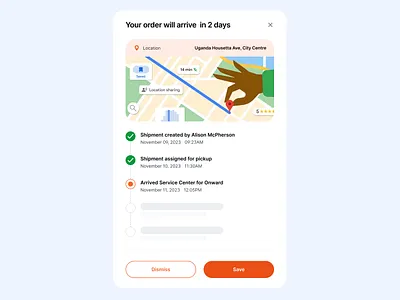 Shipment Tracking Modal creatives design designsystem illustration modal productdesign travel ui ux