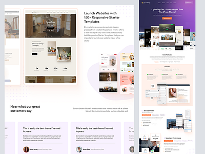 Landing Page for WordPress Themes figma graphic design landing page minimalistic ui uxui wordpress themebuilder