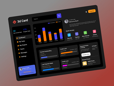 3D Card Dashboard deshboard ui website