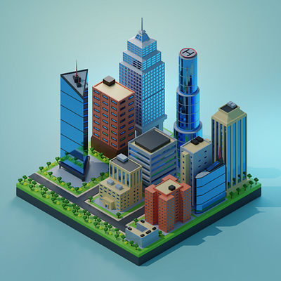 3D City Skyline 3d blender city illustration isometric lowpoly render skyline