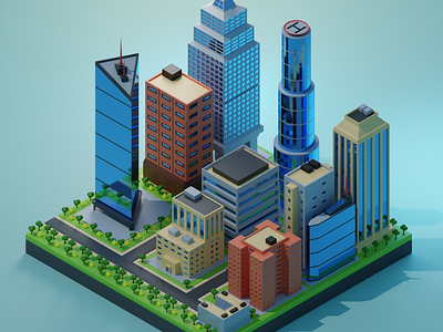 3D City Skyline 3d blender city illustration isometric lowpoly render skyline