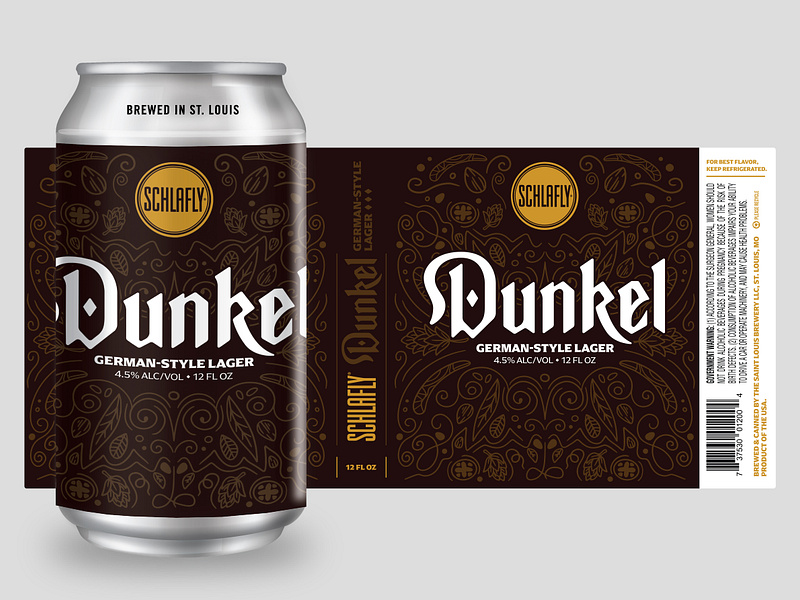 Dunkel German-Style Lager Label Design for Schlafly beer beer label branding brewery brewery branding can can label craft beer dark dunkel german illustration label label design lettering logo packaging packaging design type typography