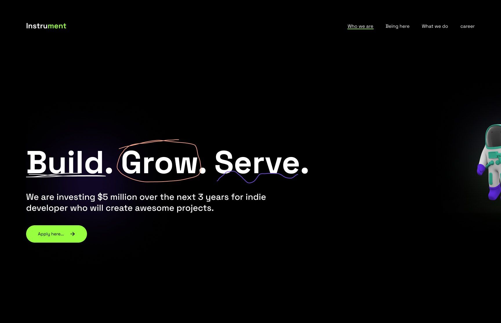 Instrument -For indie hackers branding design inspiration design trends ui uxdesign website design