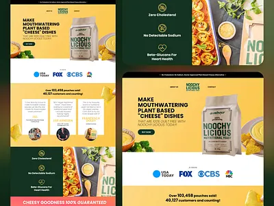 🧀 Noochy Licious Landing Page and Website Design | ClickFunnels branding clickfunels food homepage landing page nutritional yeast ui website design
