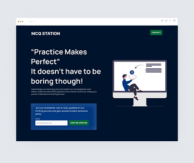 MCQ Station Landing Page branding dark landing page saas students ui web design