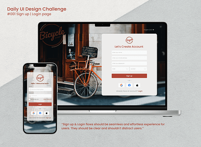 Daily UI Design Challenge | #001 Sign Up Login Page dailyui ui ui ux design user interface