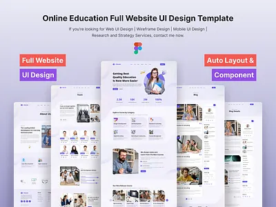 Online Education Website UI Design | Full Website Design branding education figma design figma landingpage graphic design landign page online education ui online website researse ui ui desgin ui figma ui ux ui website web design website ui figma