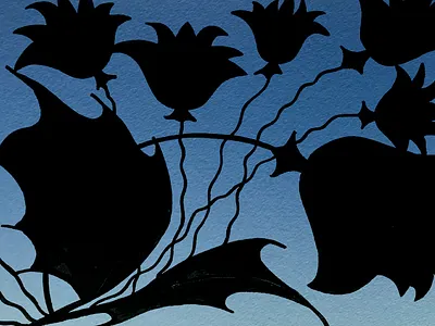 Bat-winged Scarecrow Movie experiment floral flower hand drawn illustration monovhrome