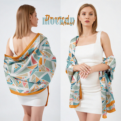 Draped Shawl Mockup apparel clothes download fabric fashion female girl mockup model photoshop psd scarf shawl template textile woman