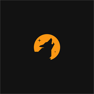 moon wolf logo design logo moon night stars vector wolf