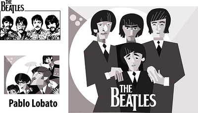 Beatles in Pablo Lobato style branding graphic design illustrator logo