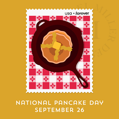 National Pancake Day illustration inktober national holiday pancake stamps usps