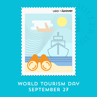 World Tourism Day design illustration inktober stamps