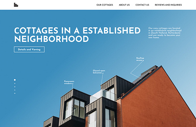 The first screen for the company of cottages. ui web web design