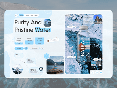 Drink water website baikal 3d design firstscreen landing logo site ui ux uxui web web design website