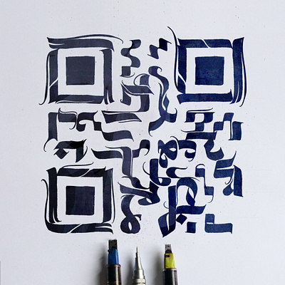 Hand Drawn QR code calligraphy creativedesign design lettering logo logodesign logotype qrcode typography