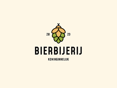 Bierbijerij Brewery Logo bee beer branding brewery craft beer design graphic design hop illustration logo vector