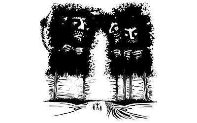 Trolls black and white book cover childrens book editorial illustration folklore iceland illustration linocut magic monster myth troll vector