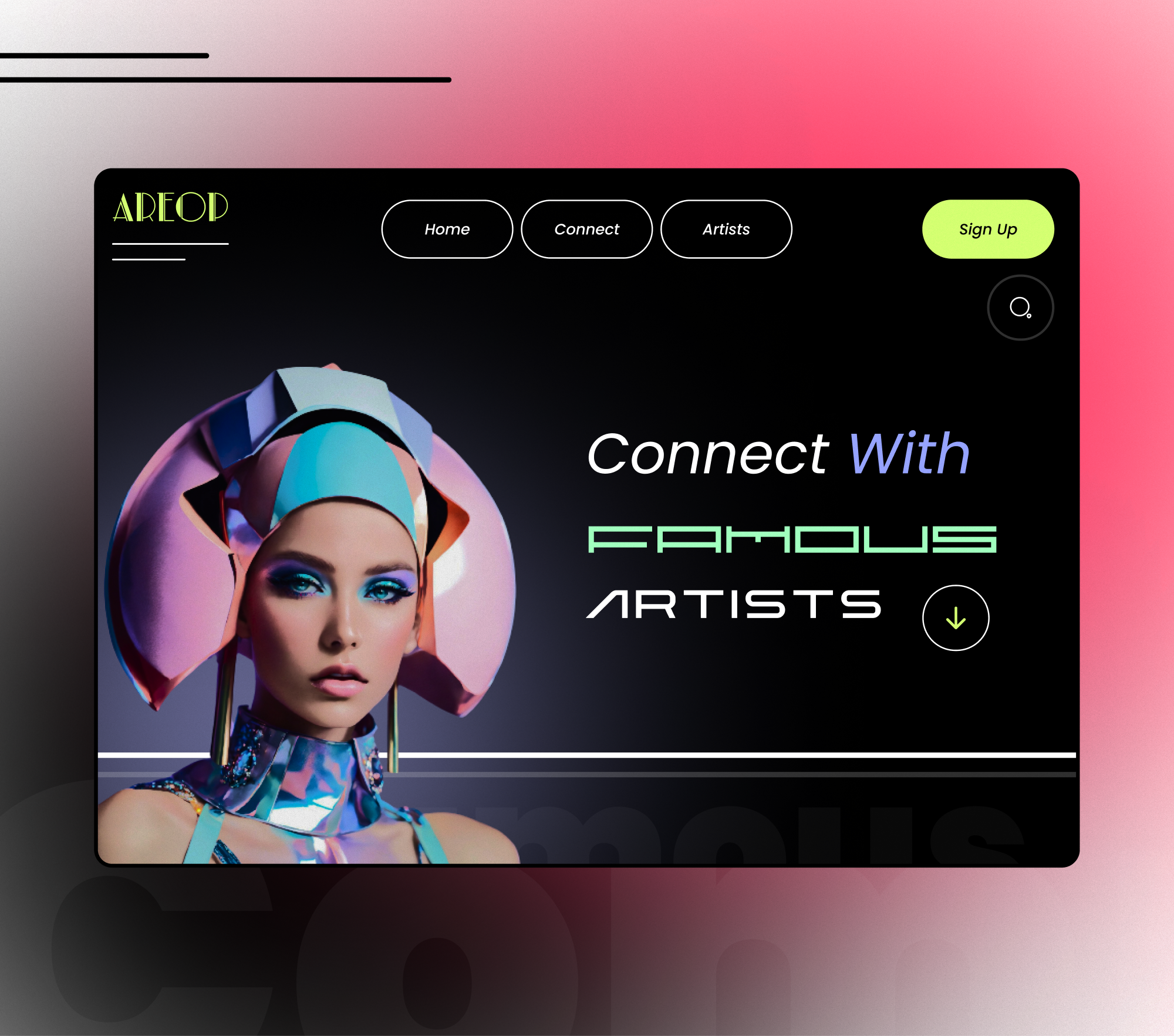 Famous Landing Page 👱‍♀️ art artist community design famous landing page product design ui ux website