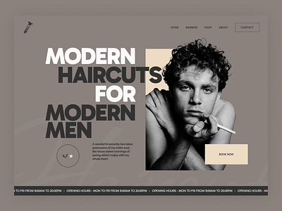 Barber Shop Website Landing Page Inspiration above the fold barber barber shop design landing minimal shop ui ux website