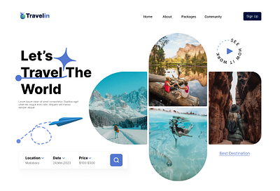 Travelin destintaion landing page travel ui ui design web travel website travel