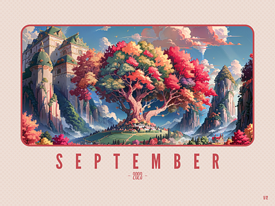 September 2023 2023 2d ai artwork challenge colors design generative art illustration landscape pixel art september stable diffusion tree