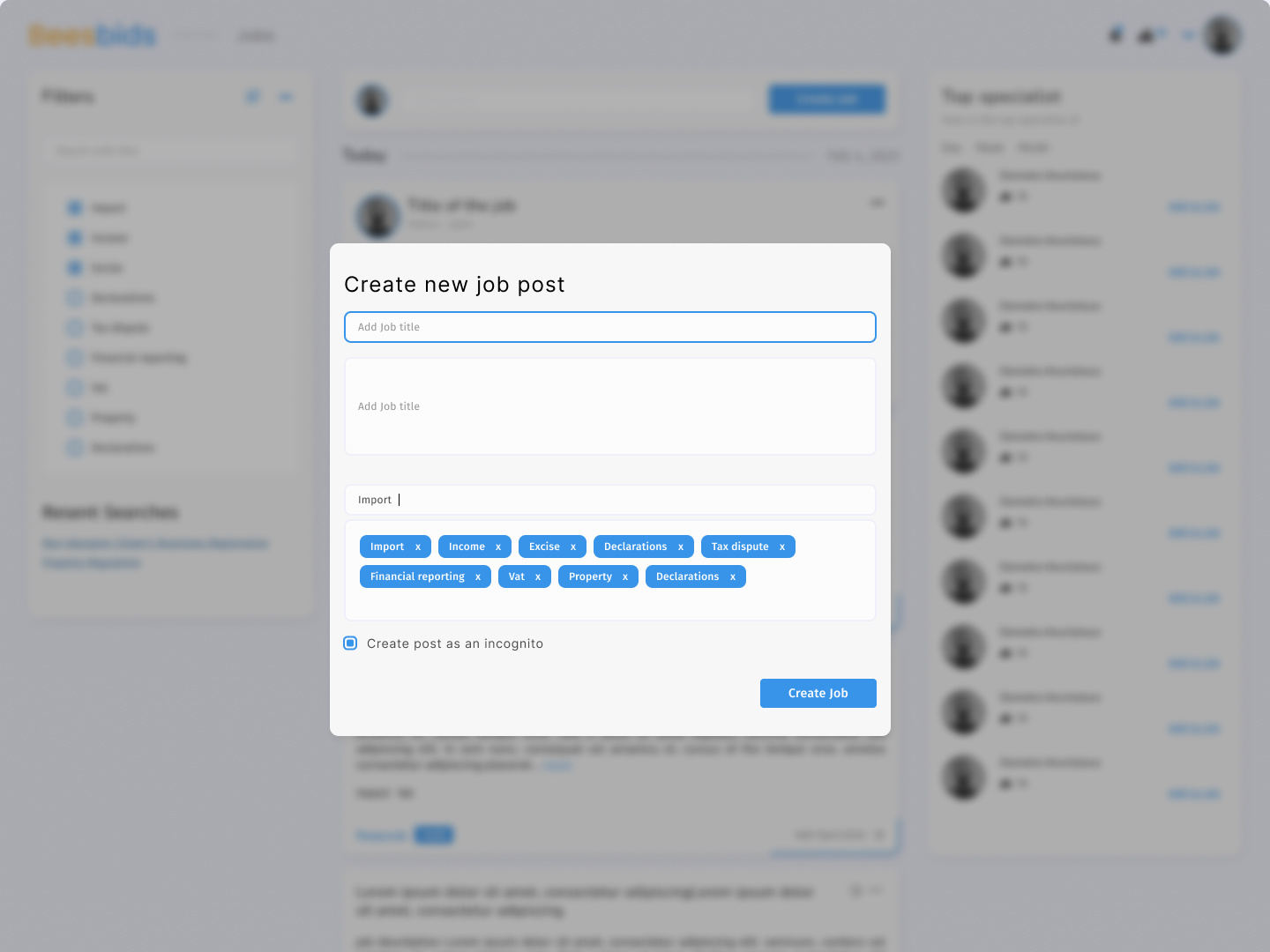 Job Post UI by demetre khurtsilava on Dribbble