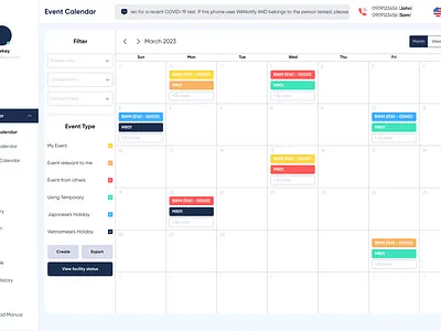 Event Calendar (Website) UI ui