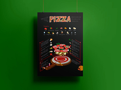 Design of an isometric pizza poster isometric pizza poster