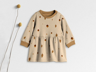 Autumn - seamless pattern & clipart acorn autumn children clothing design drawing dress fabric design fall graphic design illustration kids nursery oak outfits pattern design seamless pattern surface design textile design vintage