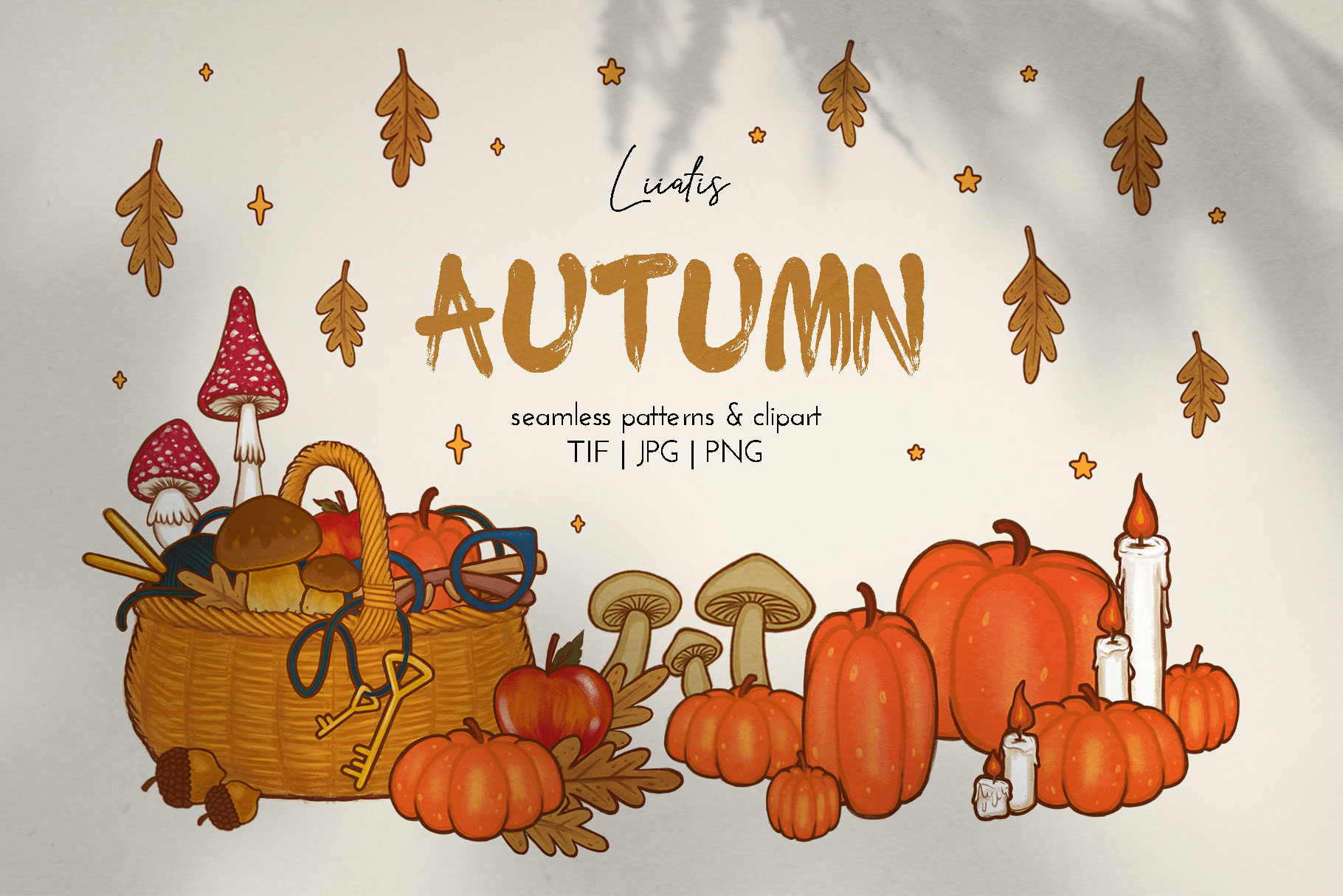 Autumn - seamless pattern & clipart autumn baby children design drawing fabric design fall graphic design halloween illustration kids minimalism nursery pattern design pumpkins seamless pattern surface design textile design thanksgiving wallpaper