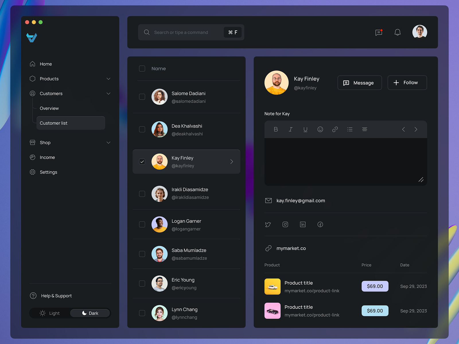 System Dashboard - Customer List by Nika Demetrashvili on Dribbble