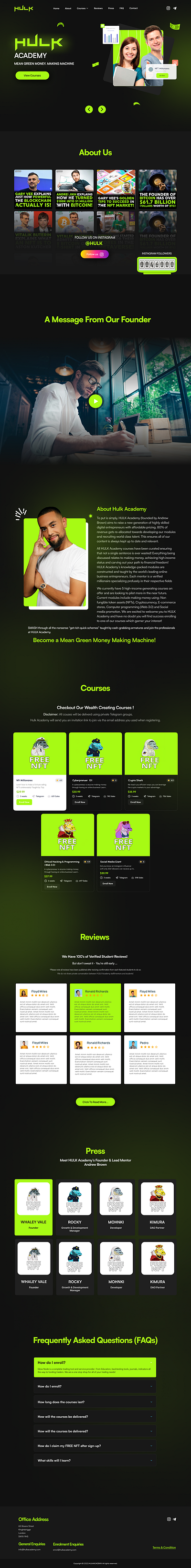 Hulk Academy Landing Page design figma graphic design landing page ui web web designing