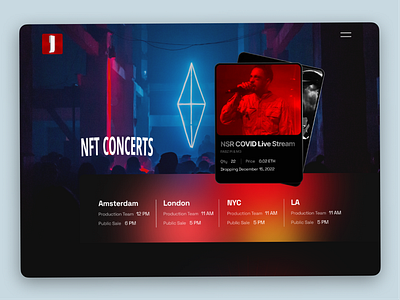 NFT Concerts Landing Page design graphic design landing page nft concerts ui web web designing