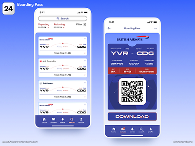 024 - Boarding Pass | 100 Daily UI Challenge ui