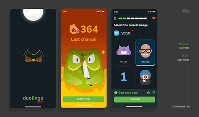 Duolingo Dark app design graphic design illustration ui