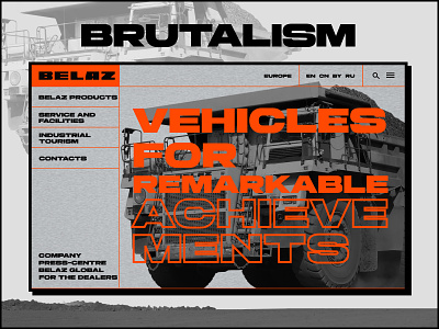 Design concept. Belaz. Brutalism. belaz brutalism brutalist design style brutalism ui uiux ux web design museum chagall web site website