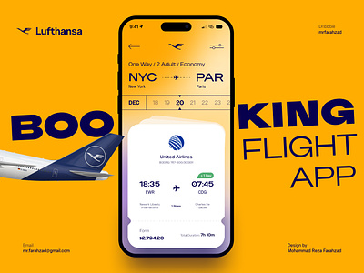 Lufthansa - Booking App ✈️ app booking booking flight card design flight ios light lufthansa booking app mobile seat ticket travel trend ui uidesign uiux