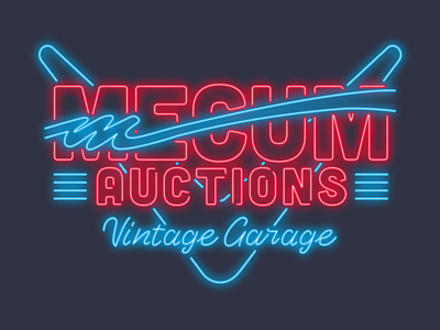 Mecum Auctions Neon Vintage Sign Illustration branding design graphic design illustration vector