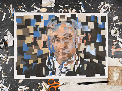 Netanyahu, studio collage dribbble portrait the new york times