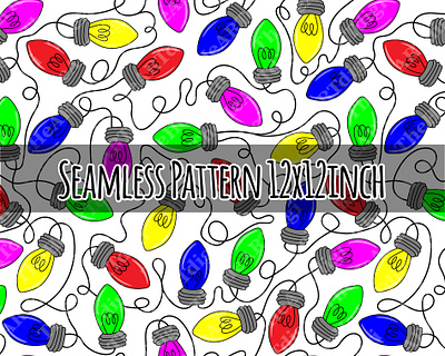Neon Colors Christmas Lights Seamless Pattern, Hand Drawn Paper christmas christmas illustration christmas lights christmas paper christmas pattern christmas seamless pattern cute christmas digital paper fabric pattern graphic design hand drawn christmas hand drawn seamless pattern illustration neon christmas neon colors neon seamless pattern scrapbook paper sublimation paper