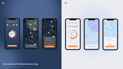 Hero screens for Electrical Cars App graphic design illustration mobile app design ui